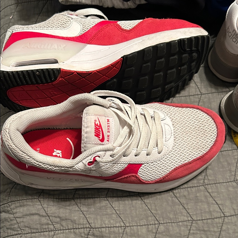 Nike Air Max White and Red Sneakers